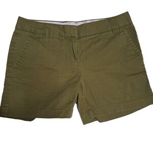 J. Crew Chino Shorts Womens 4 Olive‎ Green Cotton Twill City Fit Casual